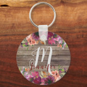 姪の素朴木目のモノグラムのイニシャル キーホルダー (正面)