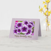 姪の誕生日カードとパープルペチュニア カード (黄色い花)
