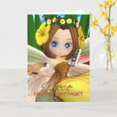 姪の誕生日カードとムーニーかわいこちゃん秋妖精 カード (黄色い花)