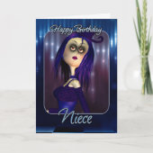 姪の誕生日カード – ムーニーかわいいラグドールゴシック カード (正面)