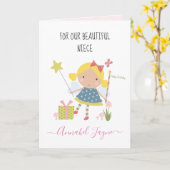 姪の誕生日フェアリーの女のお洒落子 カード (黄色い花)