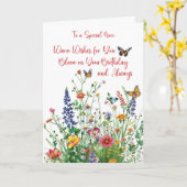 姪の誕生日ラブイン開花ワイルドフラワー カード (黄色い花)