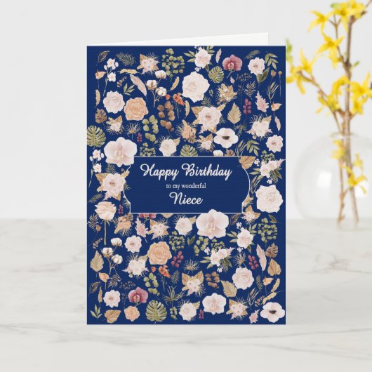 姪の誕生日散らばった花 カード (黄色い花)