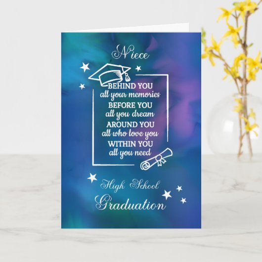 姪の高校卒業引用文水彩画 カード (黄色い花)