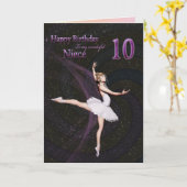 姪の10歳、バレリーナ誕生日カード カード (黄色い花)