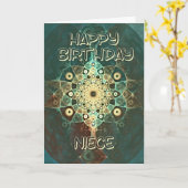 姪グランジのフラクタル誕生日カード カード (黄色い花)