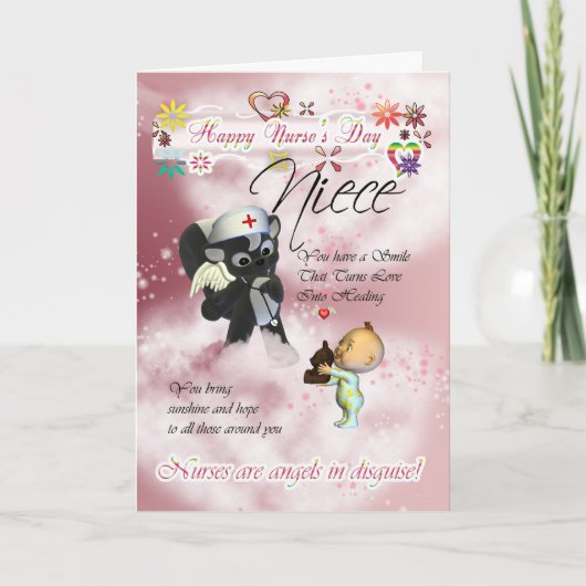 姪ナースの日かわいい小ベビーと可愛いナース カード (正面)