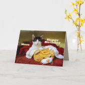 姪ハッピーバースデーキッテンと虎 カード (黄色い花)