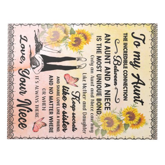 姪パーソナライズされたからの叔母への手紙 ノートパッド (正面)