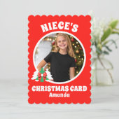 姪パーソナライズされたの写真クリスマス シーズンカード (スタンド正面)