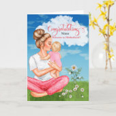 姪新生児おめでとうファースト・ベビーガール カード (黄色い花)