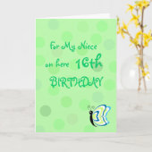 姪水玉模様バタフライ誕生日カード カード (黄色い花)