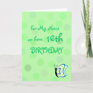 姪水玉模様バタフライ誕生日カード カード