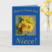 姪用ひまわり花・蝶誕生日カード カード (黄色い花)