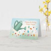 姪素晴らし誕生日散水缶ハート カード (黄色い花)