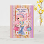 姪素晴らし14誕生日かわいいショッピング10代の カード (黄色い花)