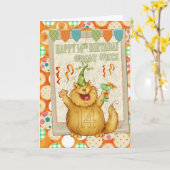 姪素晴らし14誕生日(おもしろいパーティーCAT付き) カード (黄色い花)