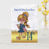 姪素晴らし14th誕生日とトレンディー カード (黄色い花)