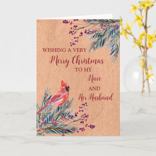 姪素朴と夫のクリスマス カード (黄色い花)