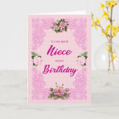 姪誕生日とピンクローゼカード カード (黄色い花)