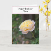 姪誕生日パステルイエローローズピンクカップケーキ カード (黄色い花)