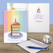 姪13誕生日4層ケーキスライス