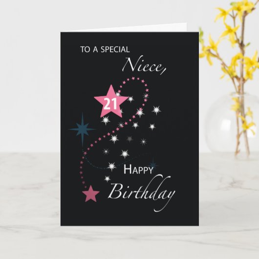 姪21歳の誕生日スターピ感動的ンク カード (黄色い花)