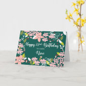 姪22誕生日緑の花 カード (黄色い花)