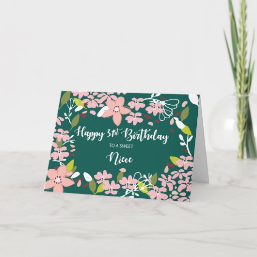 姪31誕生日緑の花 カード (正面)