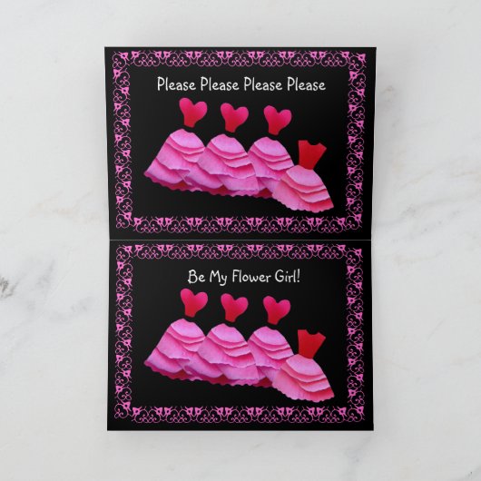 姪-フラワー・ガールの招待状-ピンクのガウン 招待状 (内部)