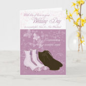 姪 & 新しい夫の結婚式おめでとう カード (黄色い花)