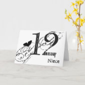 姪、黒い蝶、文字。 カード (黄色い花)