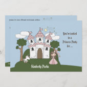 姫とユニコーン - フォト バースデー パーティー 招待状 (正面/裏面)