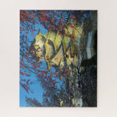 姫路城と日本さくらんぼの花ジグソー ジグソーパズル (縦)