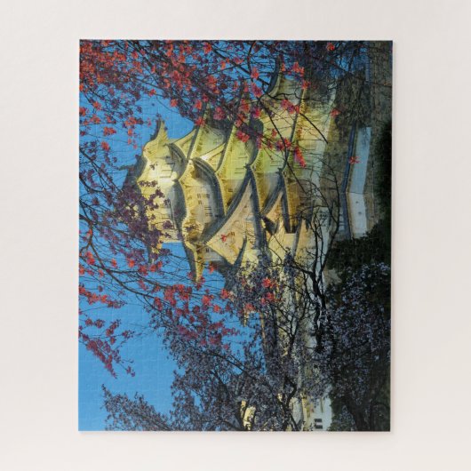 姫路城と日本さくらんぼの花ジグソー ジグソーパズル (縦)