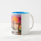 姫路日本の花のポスター。 ツートーンマグカップ (正面右)