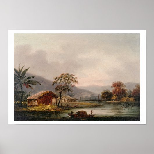 姿が川の曲がり角にサンパンを導く ポスター (正面)