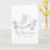 姿のアイススケートの誕生日の挨拶状 カード (黄色い花)