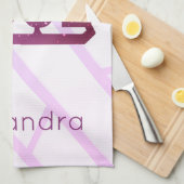 姿のスケートのブレードタオルはピンクの紫の縁に生きている キッチンタオル (四つ折り)