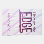 姿のスケートのブレードタオルはピンクの紫の縁に生きている キッチンタオル (横)