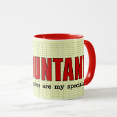 姿は私の専門おもしろい会計士名 マグカップ (正面右)