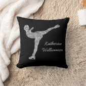 姿カスタムスケートで滑る氷スケートで滑る銀きらめく クッション (ブランケット)