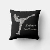 姿カスタムスケートで滑る氷スケートで滑る銀きらめく クッション (裏面)