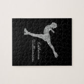 姿カスタムスケートで滑る氷スケートで滑る銀きらめく ジグソーパズル (横)