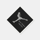 姿カスタムスケートで滑る氷スケートで滑る銀きらめく スタンダードカクテルナプキン (角)