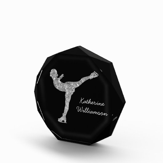 姿カスタムスケートで滑る氷スケートで滑る銀きらめく フォトブロック (右)