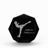 姿カスタムスケートで滑る氷スケートで滑る銀きらめく フォトブロック (正面)