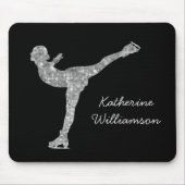 姿カスタムスケートで滑る氷スケートで滑る銀きらめく マウスパッド (正面)