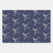 姿カスタムスケートで滑る氷スケートで滑る銀きらめく ラッピングペーパーシート (正面2)