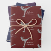 姿カスタムスケートで滑る氷スケートで滑る銀きらめく ラッピングペーパーシート (インサイチュ)